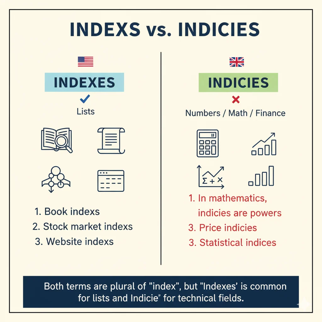 Indexes vs Indices