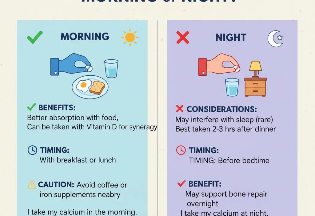 Calcium Tablets Morning or Night