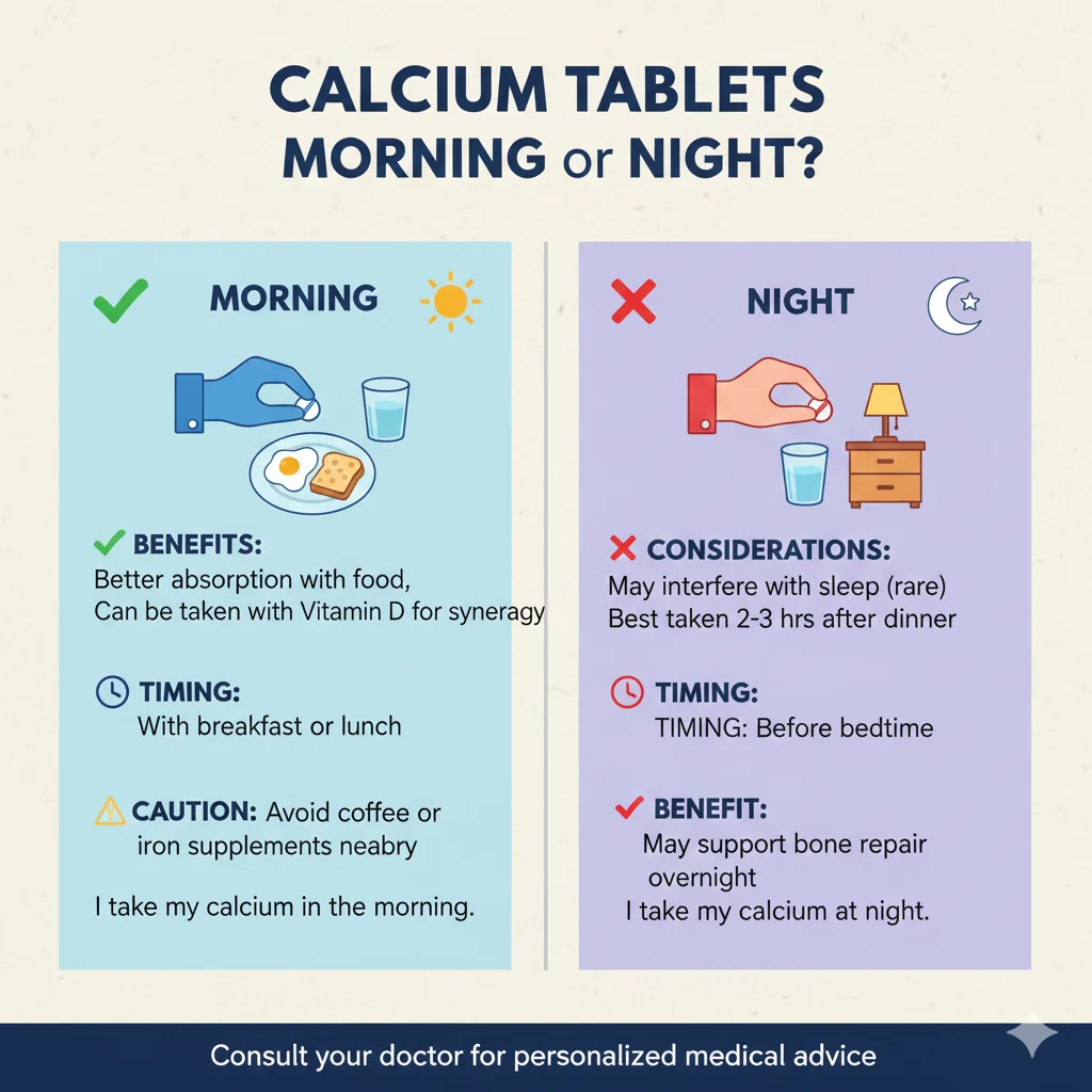 Calcium Tablets Morning or Night