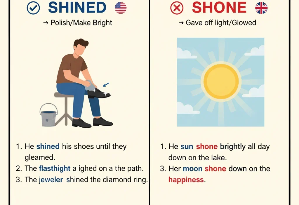 Shined vs Shone