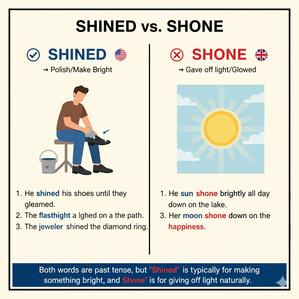 Shined vs Shone