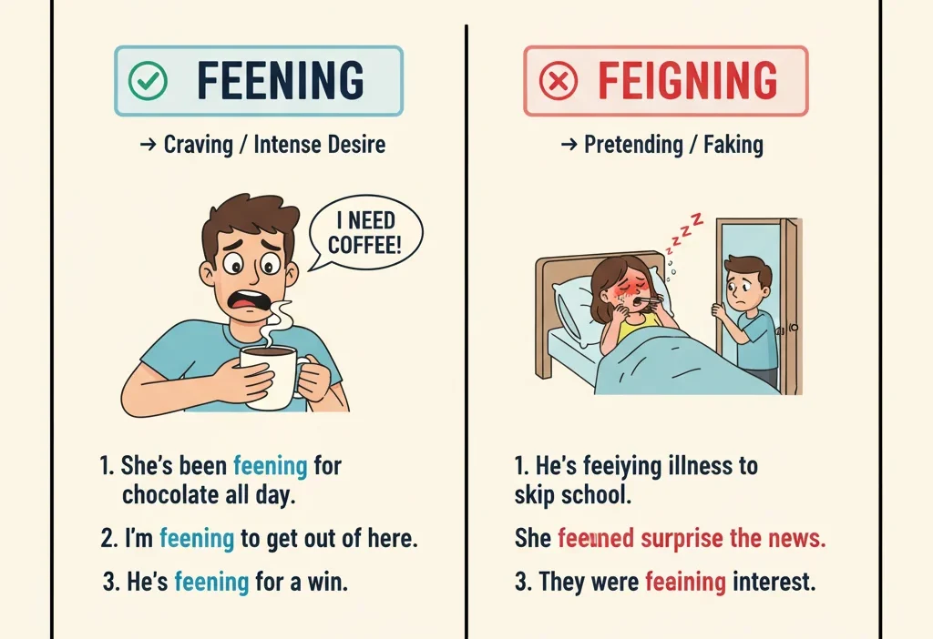 Feening vs Feigning