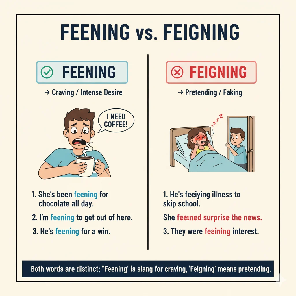 Feening vs Feigning